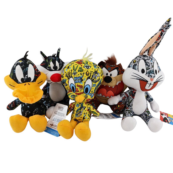 Looney Tunes Graffiti 7" Plush Set of 5 - Bugs Daffy Tweety Sylvester Taz- NWT - Picture 1 of 14